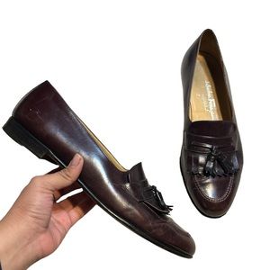 Salvatore Ferragamo Men Leather Tassel Dress Loafers Size 11.5